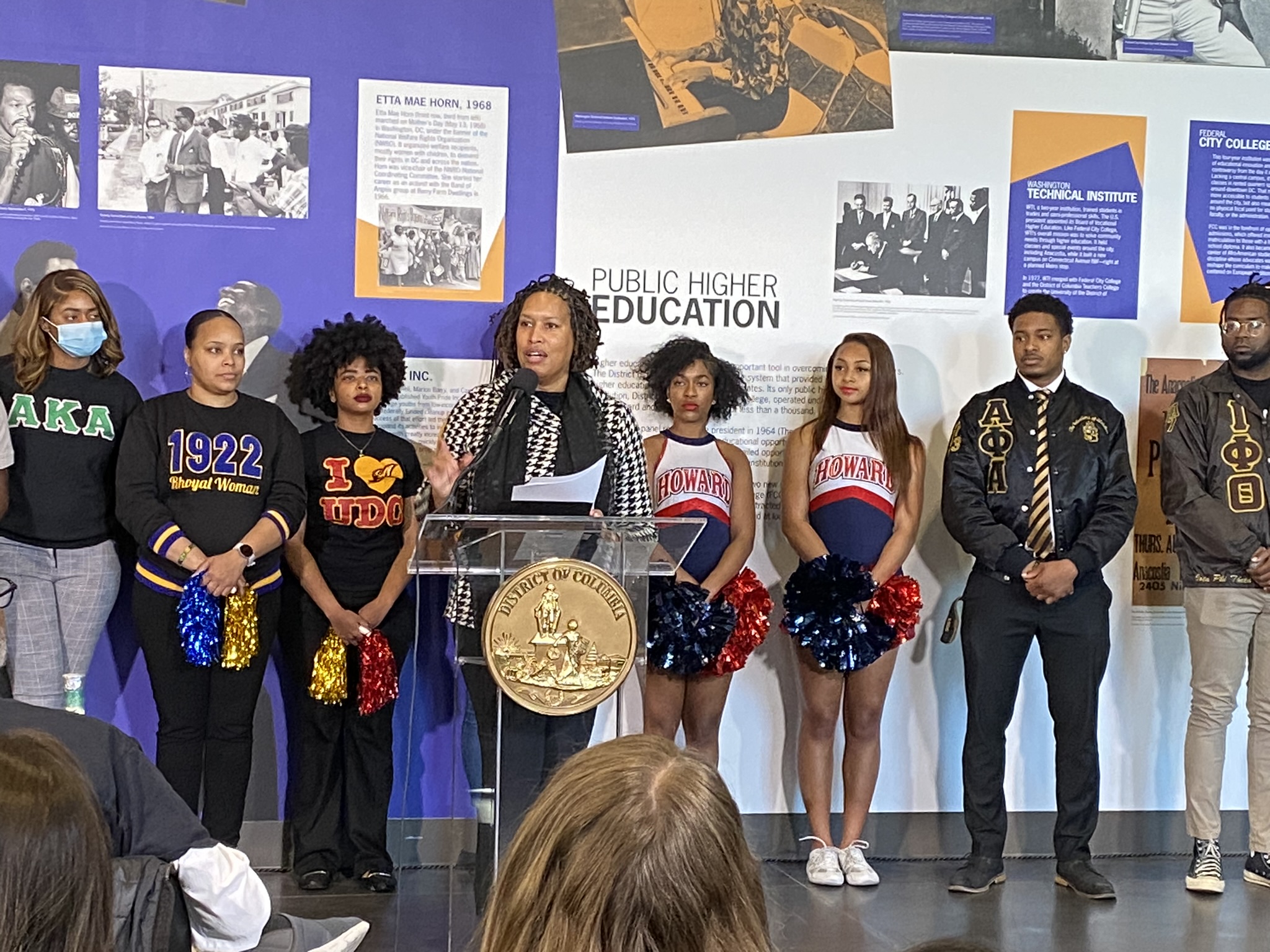 Upcoming Events - Showing Mayor Bowser standing with a group of students